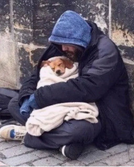 I’M COLD AND HOMELESS – I USED THE ONLY WARM BLANKET I HAD TO COVER MY DOG